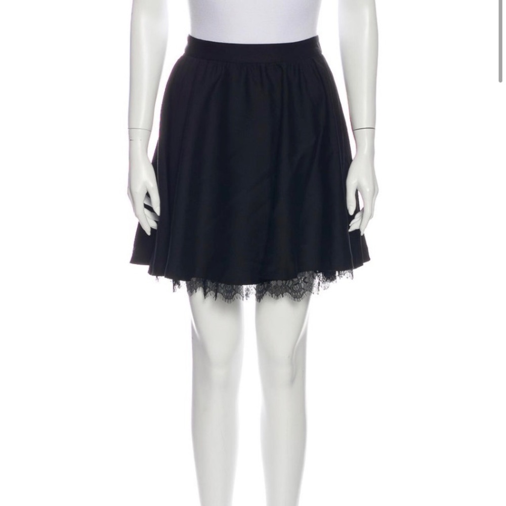 Alice + Olivia black lace trim skirt